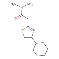 Chemical structure of 2-(4-cyclohexyl-1,3-thiazol-2-yl)-N,N-dimethylacetamide - CSSB01998032787