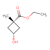 Chemical structure of ethyl (1s,3r)-3-hydroxy-1-methylcyclobutane-1-carboxylate - CSSB00138563528