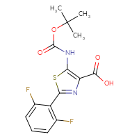 Chemical structure of 5-{[(tert-butoxy)carbonyl]amino}-2-(2,6-difluorophenyl)-1,3-thiazole-4-carboxylic acid - CSSB00015188396