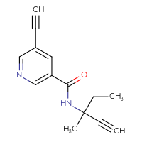 Chemical structure of 5-ethynyl-N-(3-methylpent-1-yn-3-yl)pyridine-3-carboxamide - CSSB01995121346