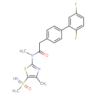 Chemical structure of 2-{2',5'-difluoro-[1,1'-biphenyl]-4-yl}-N-{5-[imino(methyl)oxo-λ⁶-sulfanyl]-4-methyl-1,3-thiazol-2-yl}-N-methylacetamide - CSSB14929383752