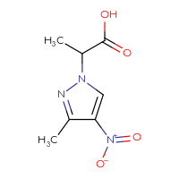 Chemical structure of 2-(3-methyl-4-nitro-1H-pyrazol-1-yl)propanoic acid - CSSB00000080353