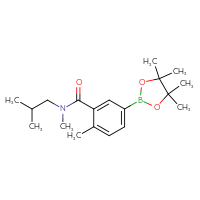 Chemical structure of N,2-dimethyl-N-(2-methylpropyl)-5-(4,4,5,5-tetramethyl-1,3,2-dioxaborolan-2-yl)benzamide - CSSB02526772786