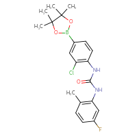 Chemical structure of 1-[2-chloro-4-(4,4,5,5-tetramethyl-1,3,2-dioxaborolan-2-yl)phenyl]-3-(5-fluoro-2-methylphenyl)urea - CSSB21332143765
