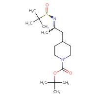 Chemical structure of tert-butyl 4-(2-{[(R)-2-methylpropane-2-sulfinyl]imino}propyl)piperidine-1-carboxylate - CSSB21332857949