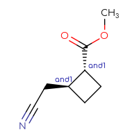 Chemical structure of rac-methyl (1R,2S)-2-(cyanomethyl)cyclobutane-1-carboxylate - CSSB00042536890