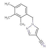 Chemical structure of 1-[(2,3,4-trimethylphenyl)methyl]-1H-pyrazole-4-carbonitrile - CSSB20553922343