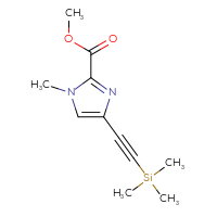 Chemical structure of methyl 1-methyl-4-[2-(trimethylsilyl)ethynyl]-1H-imidazole-2-carboxylate - CSSB06593193323