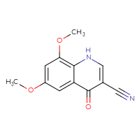 Chemical structure of 6,8-dimethoxy-4-oxo-1,4-dihydroquinoline-3-carbonitrile - CSSB00000644654