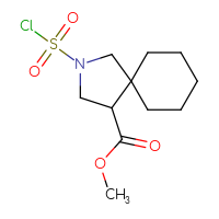 Chemical structure of methyl 2-(chlorosulfonyl)-2-azaspiro[4.5]decane-4-carboxylate - CSSB21224772838