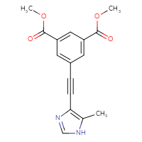 Chemical structure of 1,3-dimethyl 5-[2-(5-methyl-1H-imidazol-4-yl)ethynyl]benzene-1,3-dicarboxylate - CSSB21298174335