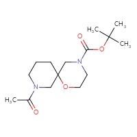 Chemical structure of tert-butyl 8-acetyl-1-oxa-4,8-diazaspiro[5.5]undecane-4-carboxylate - CSSB01165167897