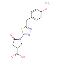 Chemical structure of 1-{5-[(4-methoxyphenyl)methyl]-1,3,4-thiadiazol-2-yl}-5-oxopyrrolidine-3-carboxylic acid - CSSB00138414742