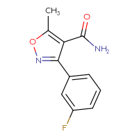Chemical structure of 3-(3-fluorophenyl)-5-methyl-1,2-oxazole-4-carboxamide - CSSB00044516680