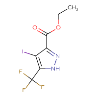 Chemical structure of ethyl 4-iodo-5-(trifluoromethyl)-1H-pyrazole-3-carboxylate - CSSB00102665840