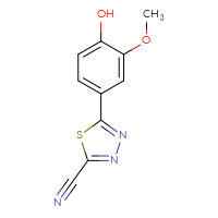 Chemical structure of 5-(4-hydroxy-3-methoxyphenyl)-1,3,4-thiadiazole-2-carbonitrile - CSSB07664189453