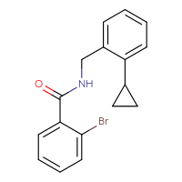 Chemical structure of 2-bromo-N-[(2-cyclopropylphenyl)methyl]benzamide - CSSB01026449913