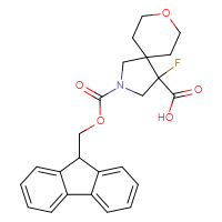 Chemical structure of 2-{[(9H-fluoren-9-yl)methoxy]carbonyl}-4-fluoro-8-oxa-2-azaspiro[4.5]decane-4-carboxylic acid - CSSB00102953965