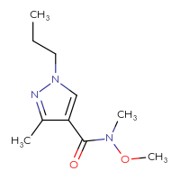 Chemical structure of N-methoxy-N,3-dimethyl-1-propyl-1H-pyrazole-4-carboxamide - CSSB01991839139