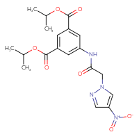 Chemical structure of 1,3-bis(propan-2-yl) 5-[2-(4-nitro-1H-pyrazol-1-yl)acetamido]benzene-1,3-dicarboxylate - CSSB00027770124