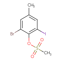 Chemical structure of 2-bromo-6-iodo-4-methylphenyl methanesulfonate - CSSB21202722918