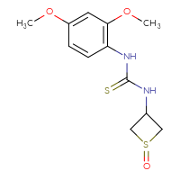 Chemical structure of 1-(2,4-dimethoxyphenyl)-3-(1-oxo-1λ⁴-thietan-3-yl)thiourea - CSSB21432510110
