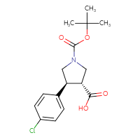 Chemical structure of (3R,4S)-1-[(tert-butoxy)carbonyl]-4-(4-chlorophenyl)pyrrolidine-3-carboxylic acid - CSSB00016990741