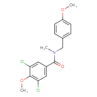 Chemical structure of 3,5-dichloro-4-methoxy-N-[(4-methoxyphenyl)methyl]-N-methylbenzamide - CSSB01581381992
