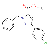 Chemical structure of methyl 1-benzyl-3-(4-chlorophenyl)-1H-pyrazole-5-carboxylate - CSSB00010062226