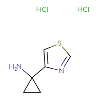 Chemical structure of 1-(1,3-thiazol-4-yl)cyclopropan-1-amine dihydrochloride - CSSB20269459496