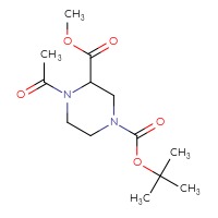 Chemical structure of 1-tert-butyl 3-methyl 4-acetylpiperazine-1,3-dicarboxylate - CSSB00010411429