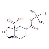 Chemical structure of rac-(3aR,7aR)-5-[(tert-butoxy)carbonyl]-octahydro-1H-pyrrolo[3,4-c]pyridine-3a-carboxylic acid - CSSB20620684315