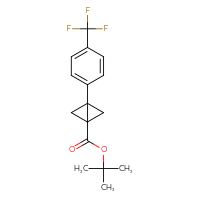 Chemical structure of tert-butyl 3-[4-(trifluoromethyl)phenyl]bicyclo[1.1.0]butane-1-carboxylate - CSSB20620694028