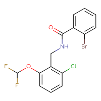 Chemical structure of 2-bromo-N-{[2-chloro-6-(difluoromethoxy)phenyl]methyl}benzamide - CSSB02124727526
