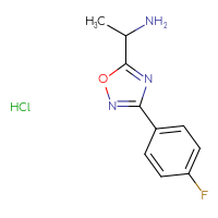 Chemical structure of 1-[3-(4-fluorophenyl)-1,2,4-oxadiazol-5-yl]ethan-1-amine hydrochloride - CSSB00000747894