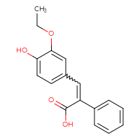 Chemical structure of 3-(3-ethoxy-4-hydroxyphenyl)-2-phenylprop-2-enoic acid - CSSB00000683148