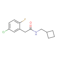 Chemical structure of 2-(5-chloro-2-fluorophenyl)-N-(cyclobutylmethyl)acetamide - CSSB06489250695