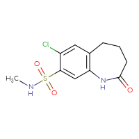 Chemical structure of 7-chloro-N-methyl-2-oxo-2,3,4,5-tetrahydro-1H-1-benzazepine-8-sulfonamide - CSSB02007204380