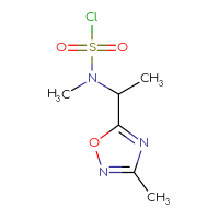 Chemical structure of N-methyl-N-[1-(3-methyl-1,2,4-oxadiazol-5-yl)ethyl]sulfamoyl chloride - CSSB14985244600
