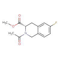Chemical structure of methyl (3S)-2-acetyl-6-fluoro-1,2,3,4-tetrahydroisoquinoline-3-carboxylate - CSSB03496611003
