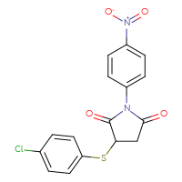 Chemical structure of 3-[(4-chlorophenyl)sulfanyl]-1-(4-nitrophenyl)pyrrolidine-2,5-dione - CSSB00025734064