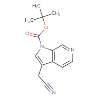 Chemical structure of tert-butyl 3-(cyanomethyl)-1H-pyrrolo[2,3-c]pyridine-1-carboxylate - CSSB21332153222