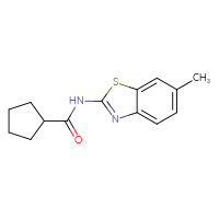 Chemical structure of N-(6-methyl-1,3-benzothiazol-2-yl)cyclopentanecarboxamide - CSSB00027969395