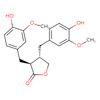 Chemical structure of (3S,4S)-3,4-bis[(4-hydroxy-3-methoxyphenyl)methyl]oxolan-2-one - CSSB00102511061
