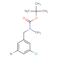 Chemical structure of tert-butyl N-[(3-bromo-5-chlorophenyl)methyl]-N-methylcarbamate - CSSB03219875978
