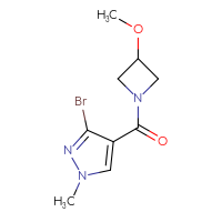 Chemical structure of 3-bromo-4-(3-methoxyazetidine-1-carbonyl)-1-methyl-1H-pyrazole - CSSB00158701397