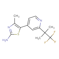 Chemical structure of 4-methyl-5-[2-(1,1,1-trifluoro-2-methylpropan-2-yl)pyridin-4-yl]-1,3-thiazol-2-amine - CSSB00015188001