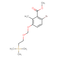 Chemical structure of methyl 6-bromo-2-methyl-3-{[2-(trimethylsilyl)ethoxy]methoxy}benzoate - CSSB20947752865