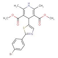Chemical structure of 3,5-dimethyl 4-[2-(4-bromophenyl)-1,3-thiazol-5-yl]-2,6-dimethyl-1,4-dihydropyridine-3,5-dicarboxylate - CSSB20539823017