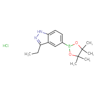 Chemical structure of 3-ethyl-5-(4,4,5,5-tetramethyl-1,3,2-dioxaborolan-2-yl)-1H-indazole hydrochloride - CSSB06744473539